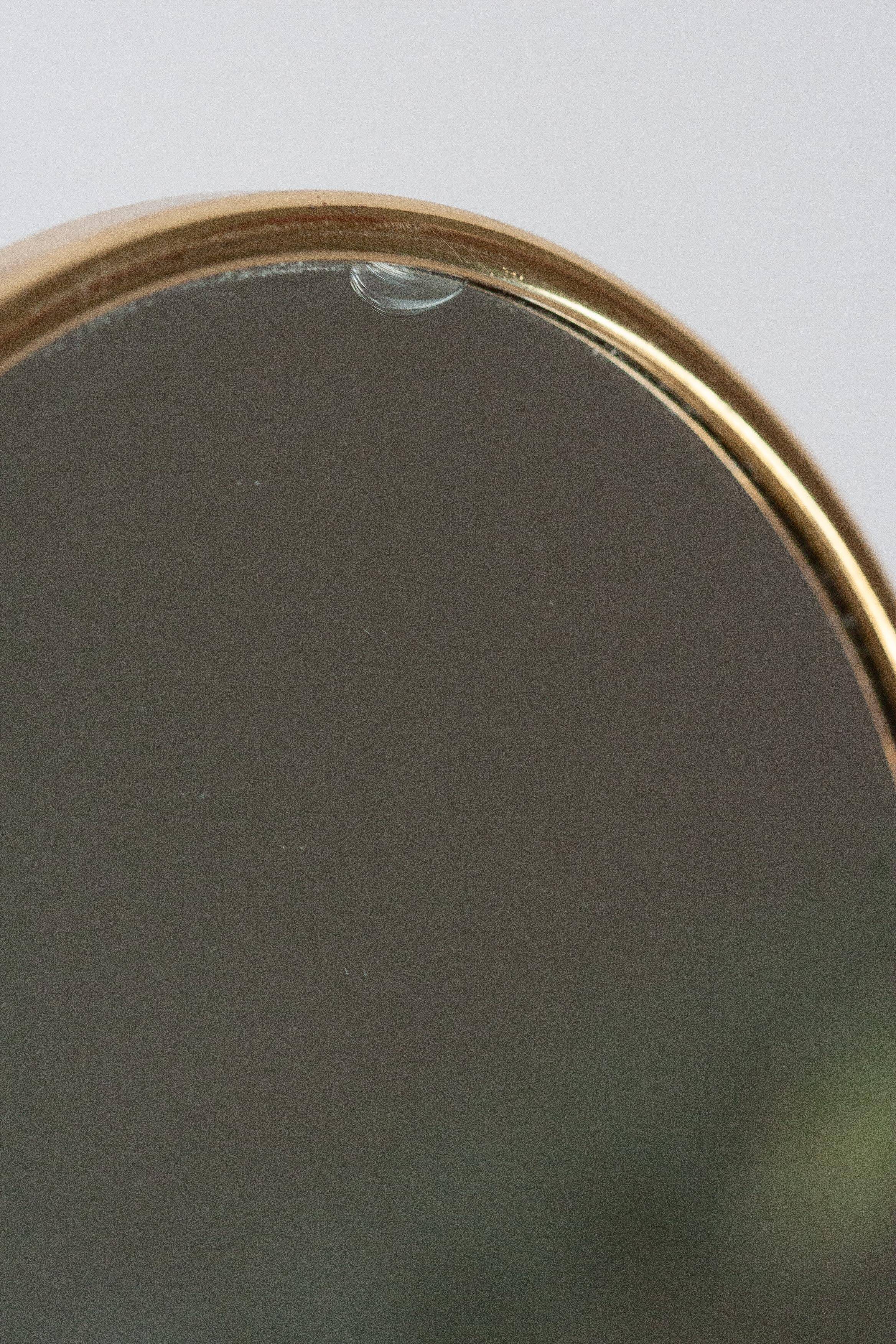 Decorative gold table mirror mid-century with metal frame, Italy, 1960s