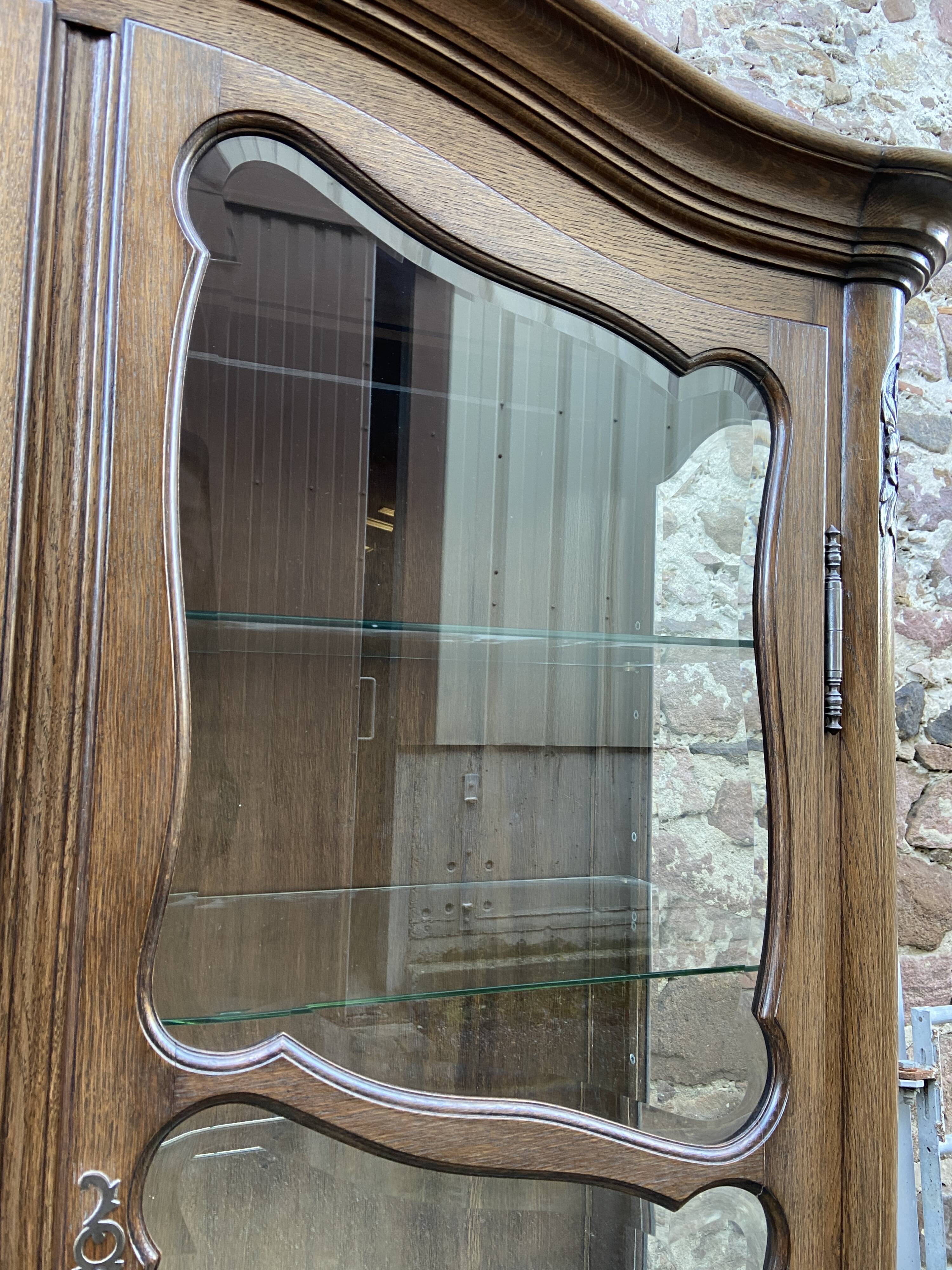 Display Cabinet Silver Cabinet Bookcase Provence Rocaille Louis XV Carved Oak 1960