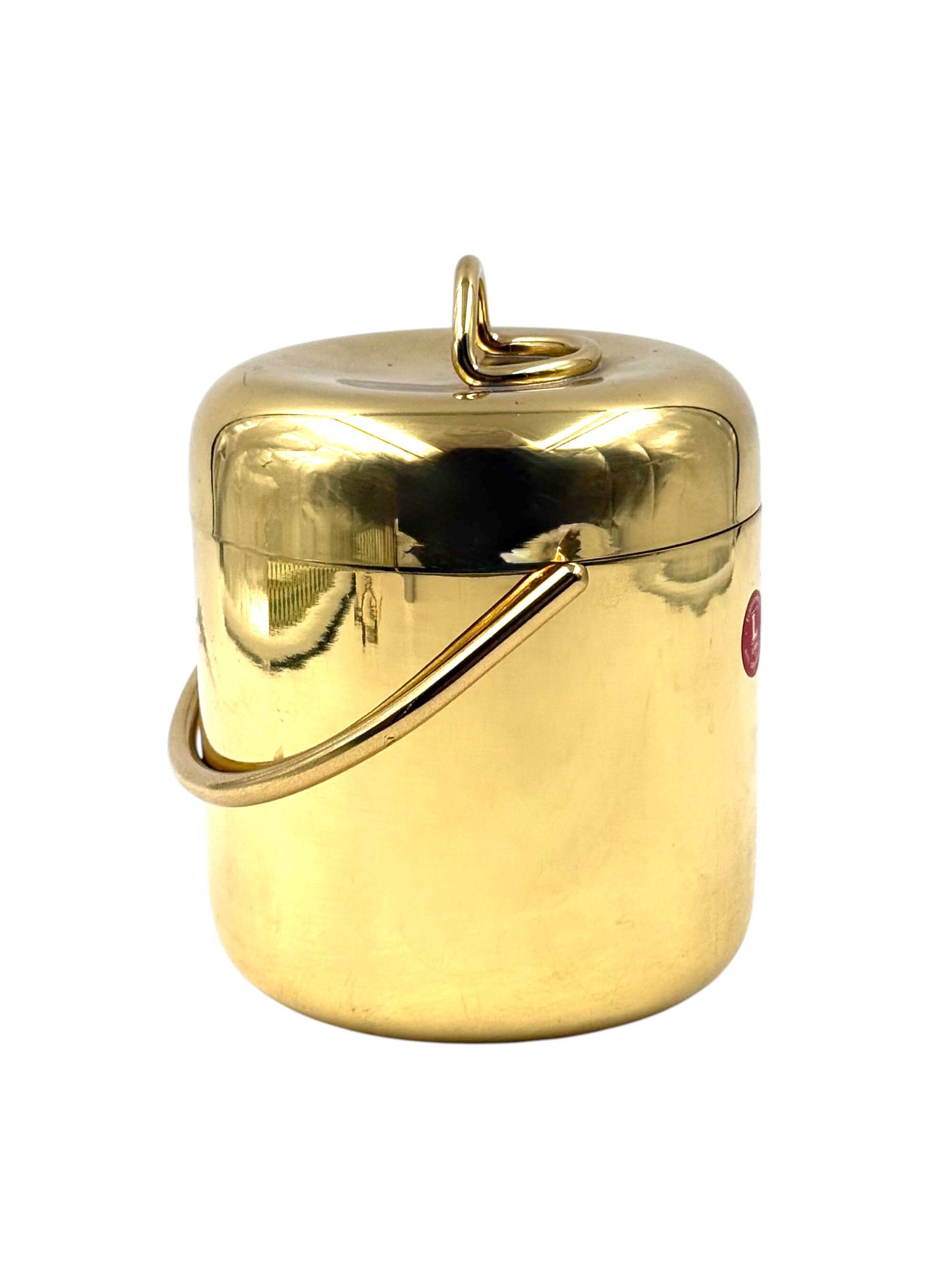 Hollywood regency gold Ice Bucket, Lira Italy ca. 1980s