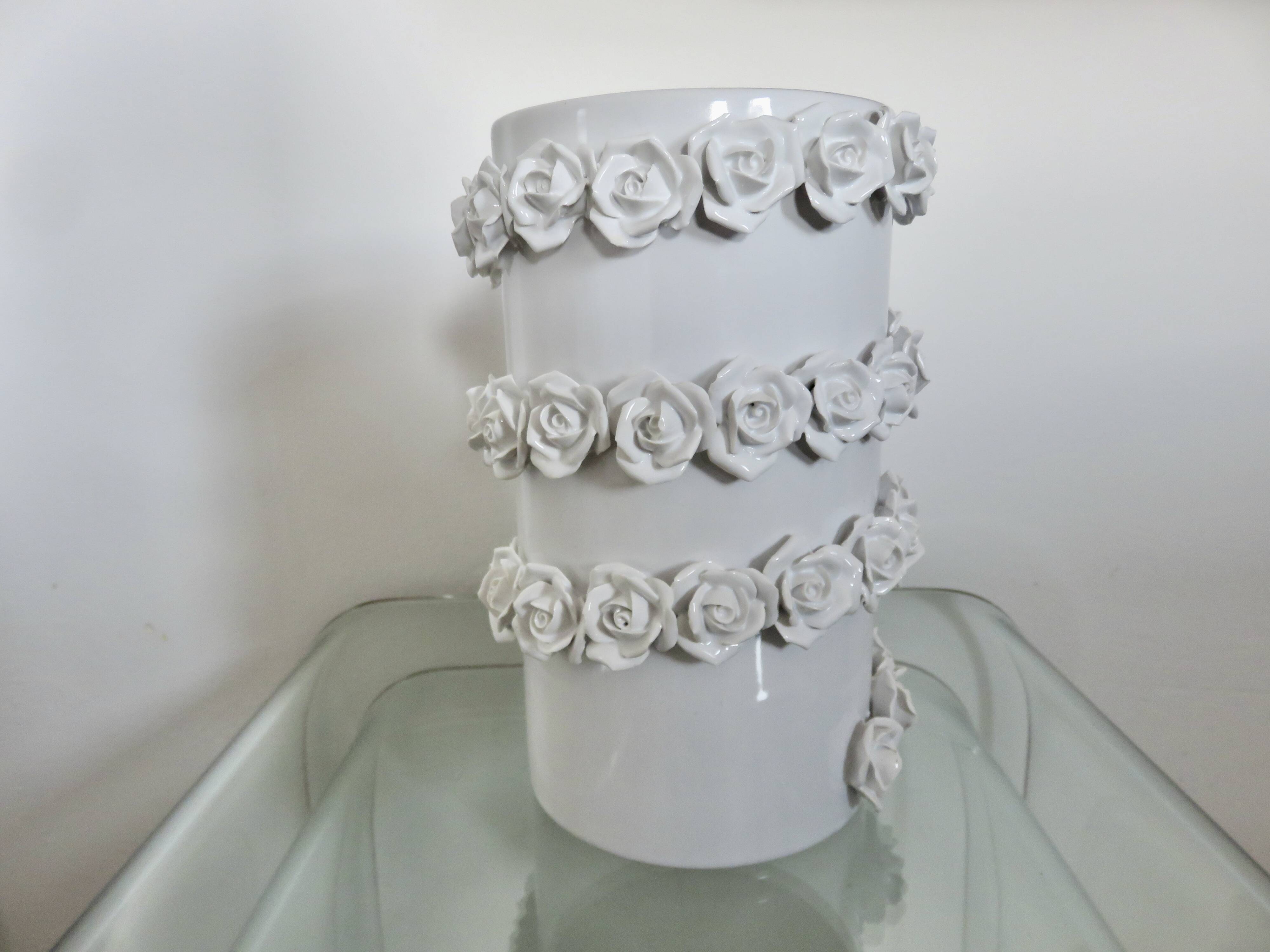 White slip ceramic vase, Italy, 1980s