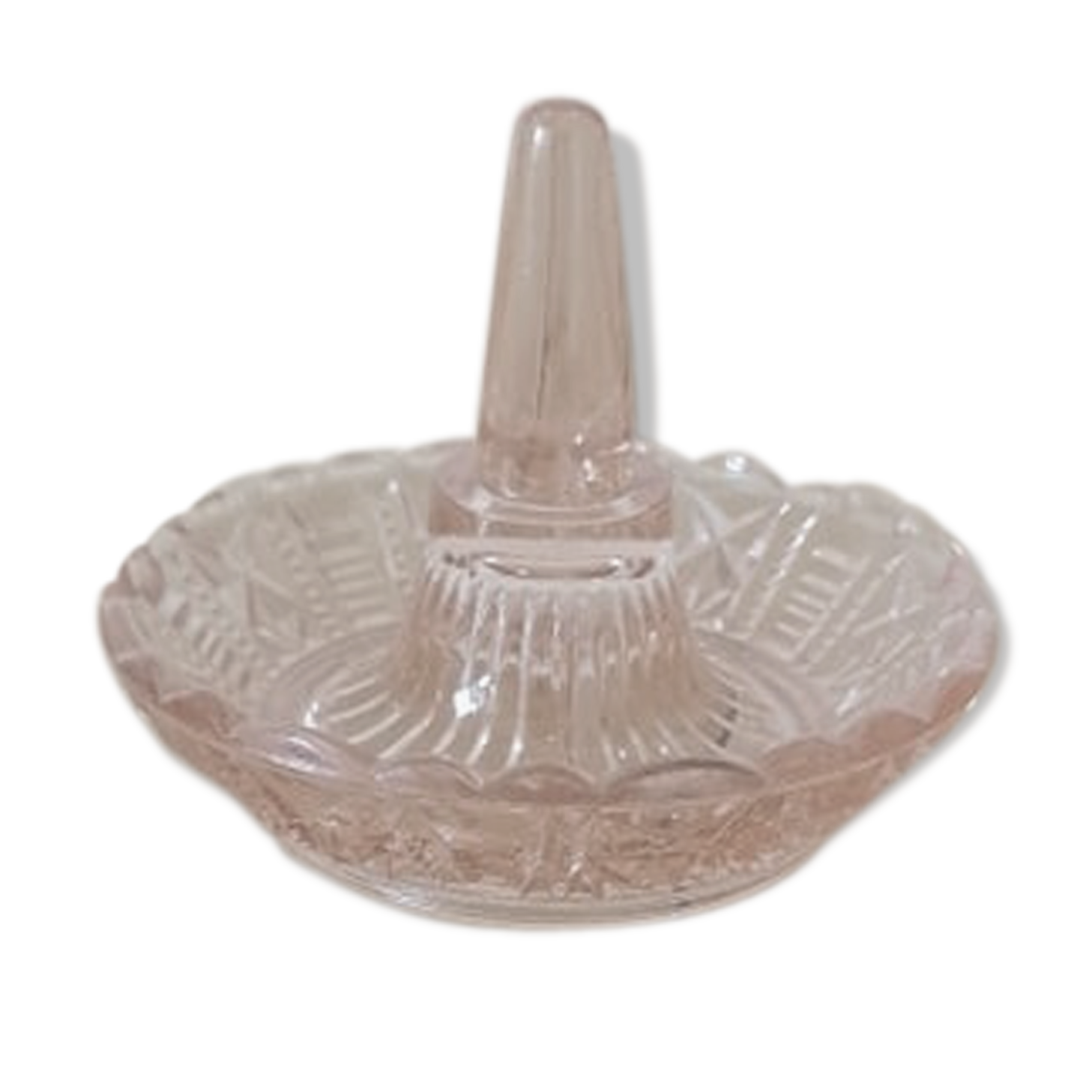 Old pink glass baguier