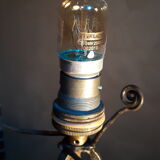 Lampe fer forgé 1920  pate de verre