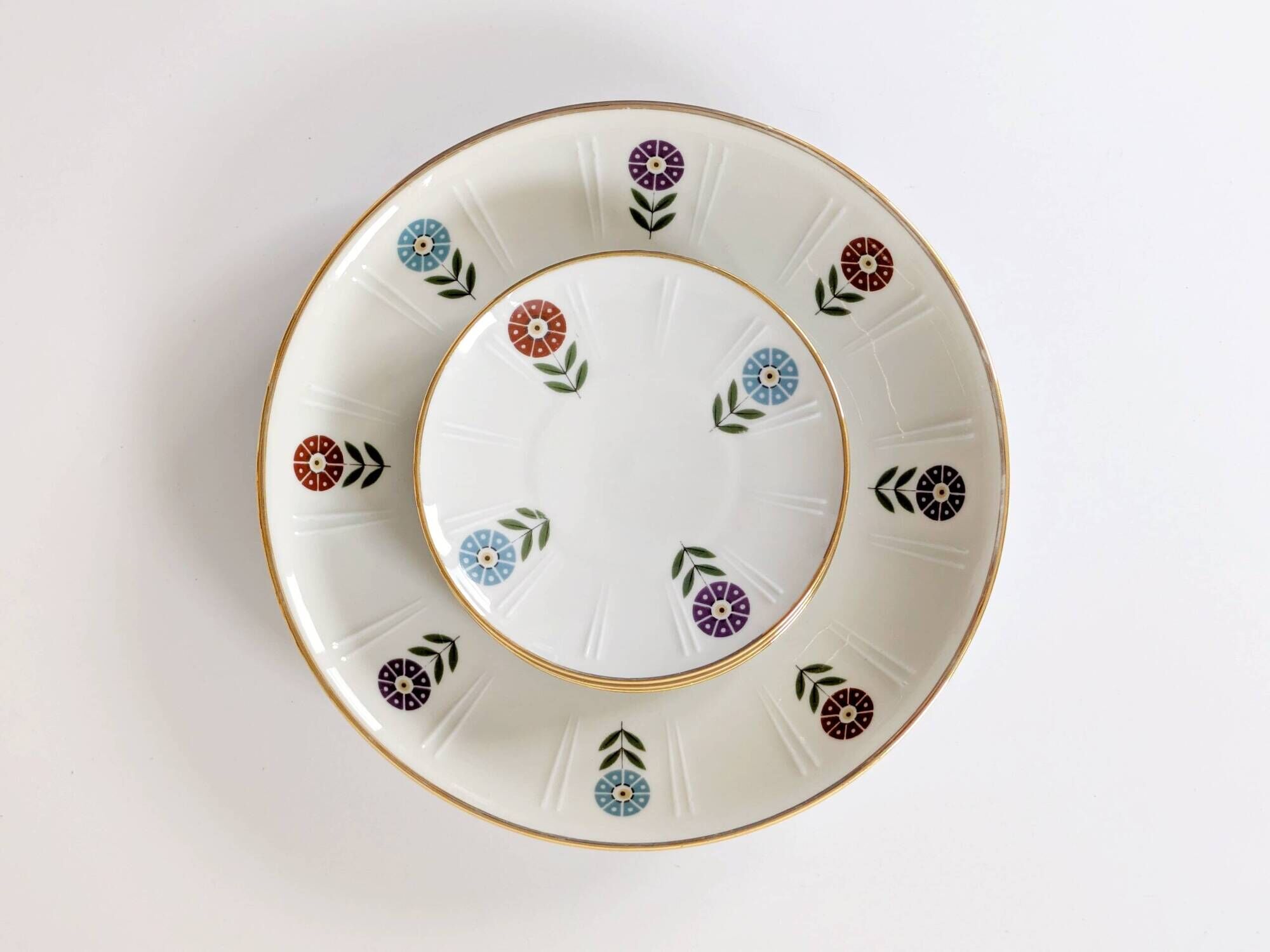 Set of 4 coasters + 1 plate, Winterling Bavaria porcelain, 1960s