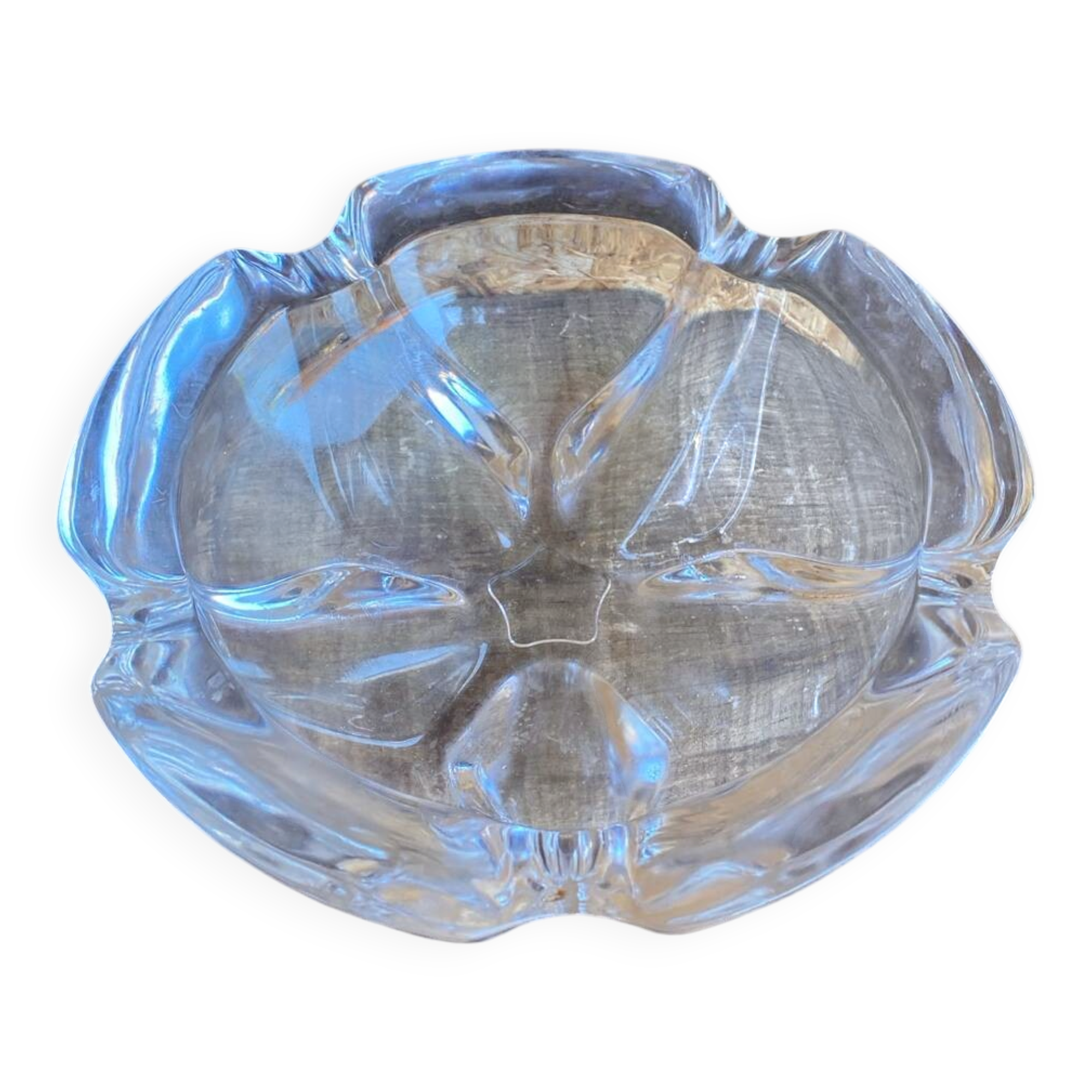 Vintage daum crystal petal shaped ashtray pocket video #d9