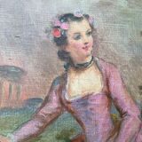 Pair of anonymous romantic paintings with oval views