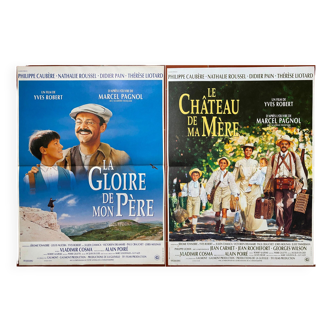 2 affiches cinéma originales "La gloire de mon père / Le chateau de ma mère" 40x60cm