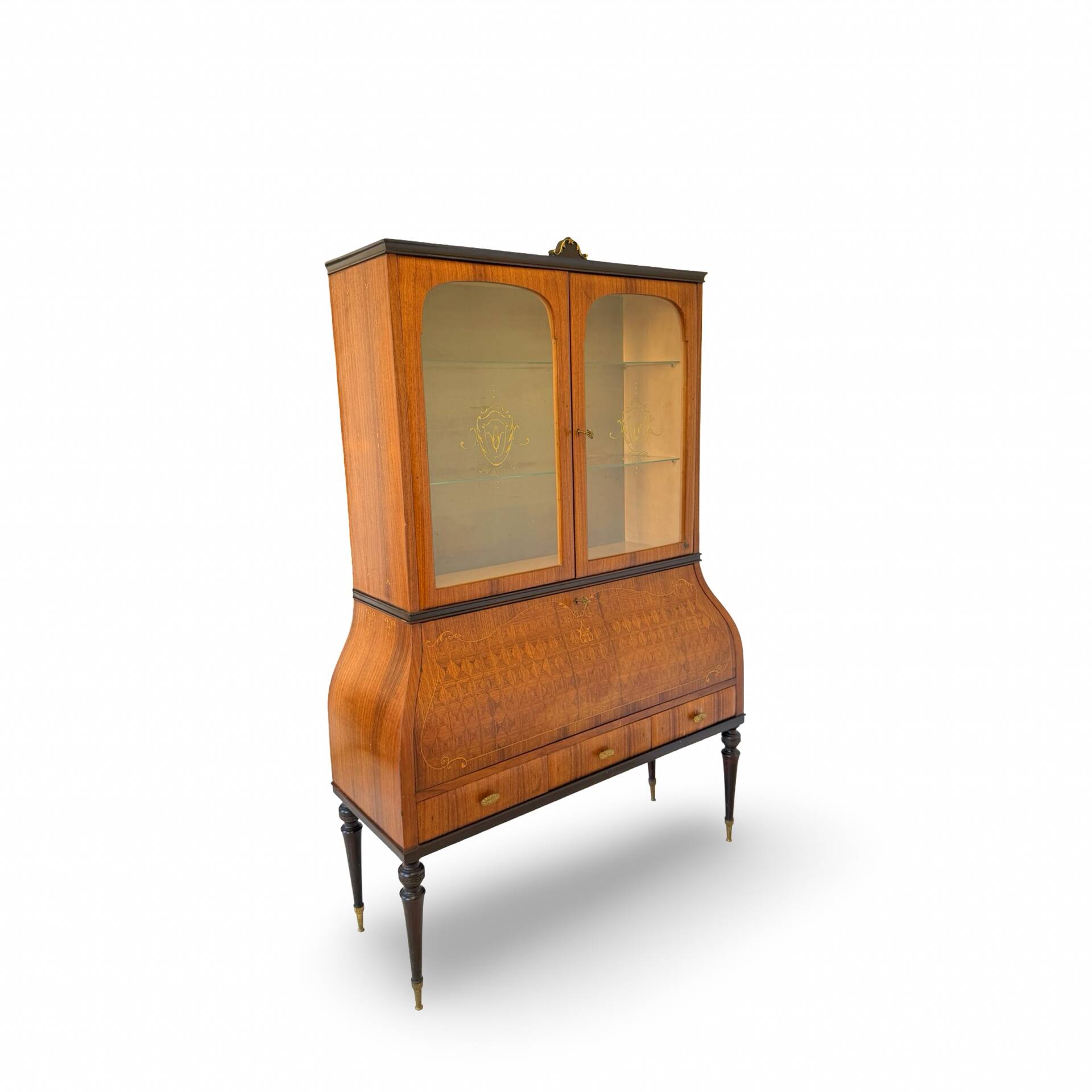 Secretary credenza in marquetry in the Italian Louis XV style from the mid-century, 1960.