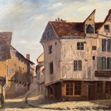 Table HSP "Rue Gambay Vieux Troyes" trade in 1910 HSP signed + frame