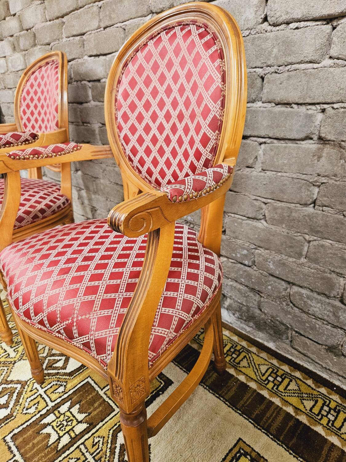 Pair of Louis XV style Medallion armchairs