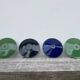 4 green, black and blue enamelled sheet metal suspensions