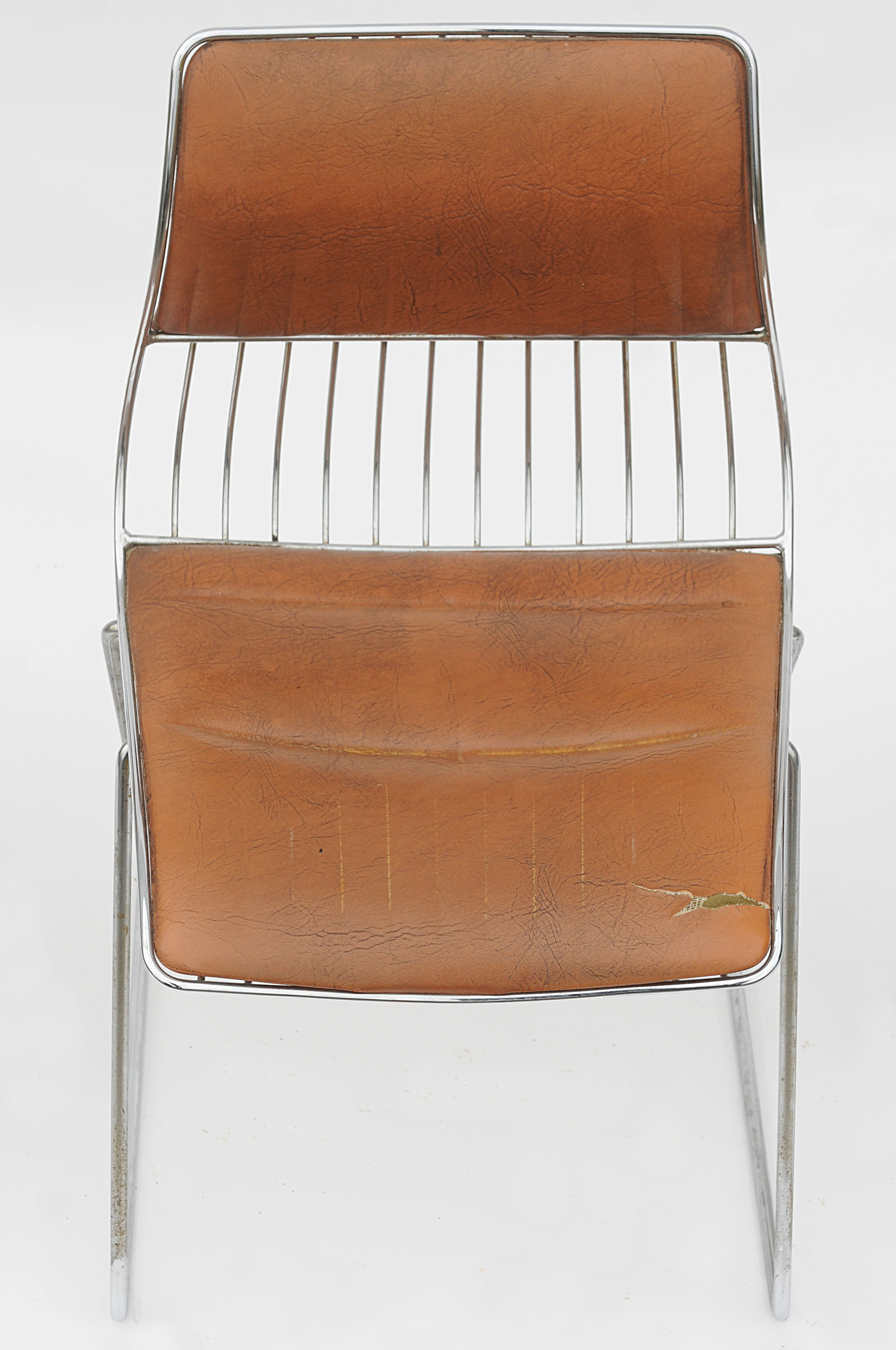 Suite of 3 chrome metal chairs