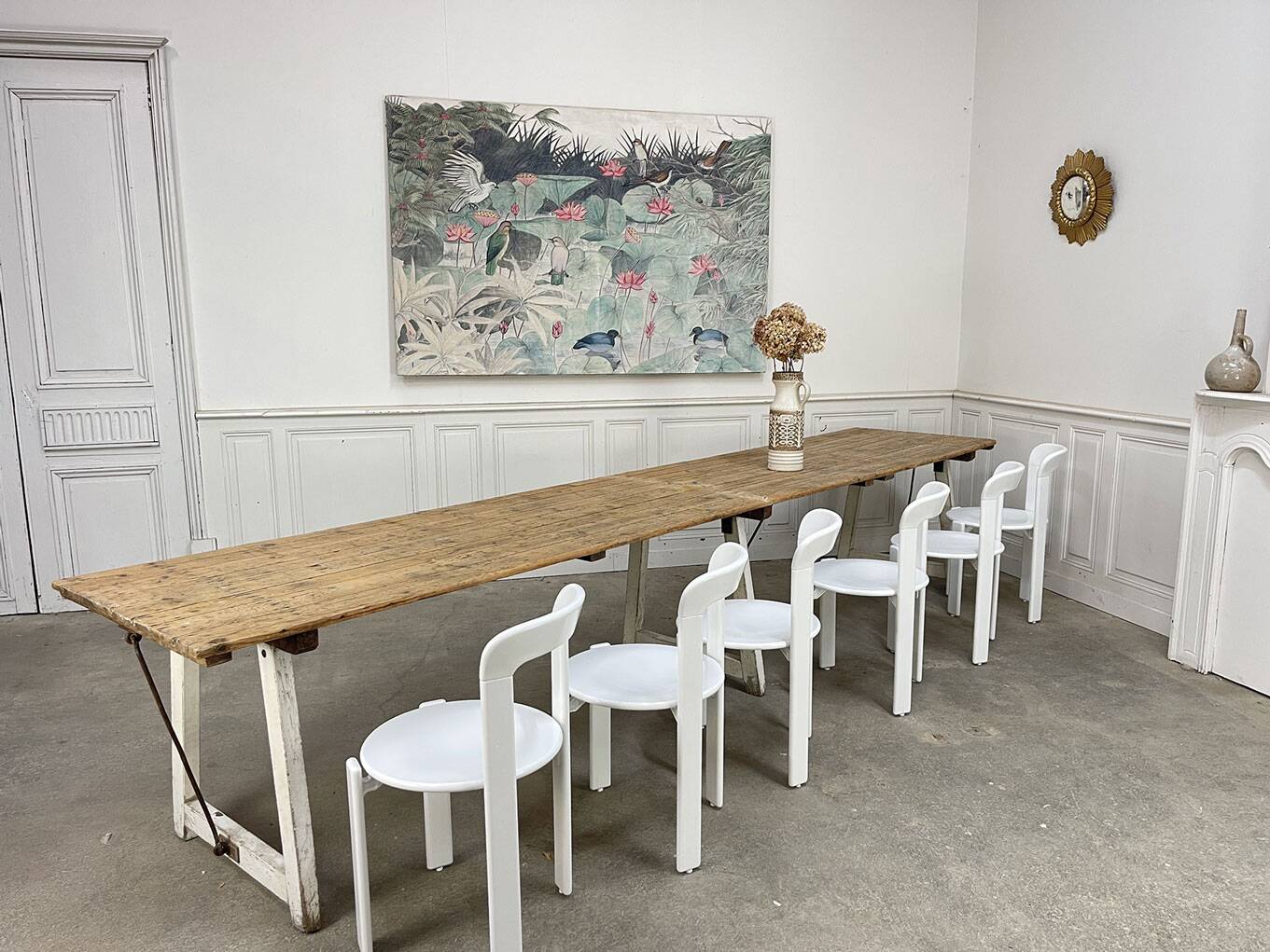 Large 1940s-style outdoor dining table