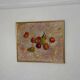 Huile sur toile originale suédoise – “Frukt” par Bente Bjerregaard – datée de 1989 – vintage et encadrée 59 × 70 cm