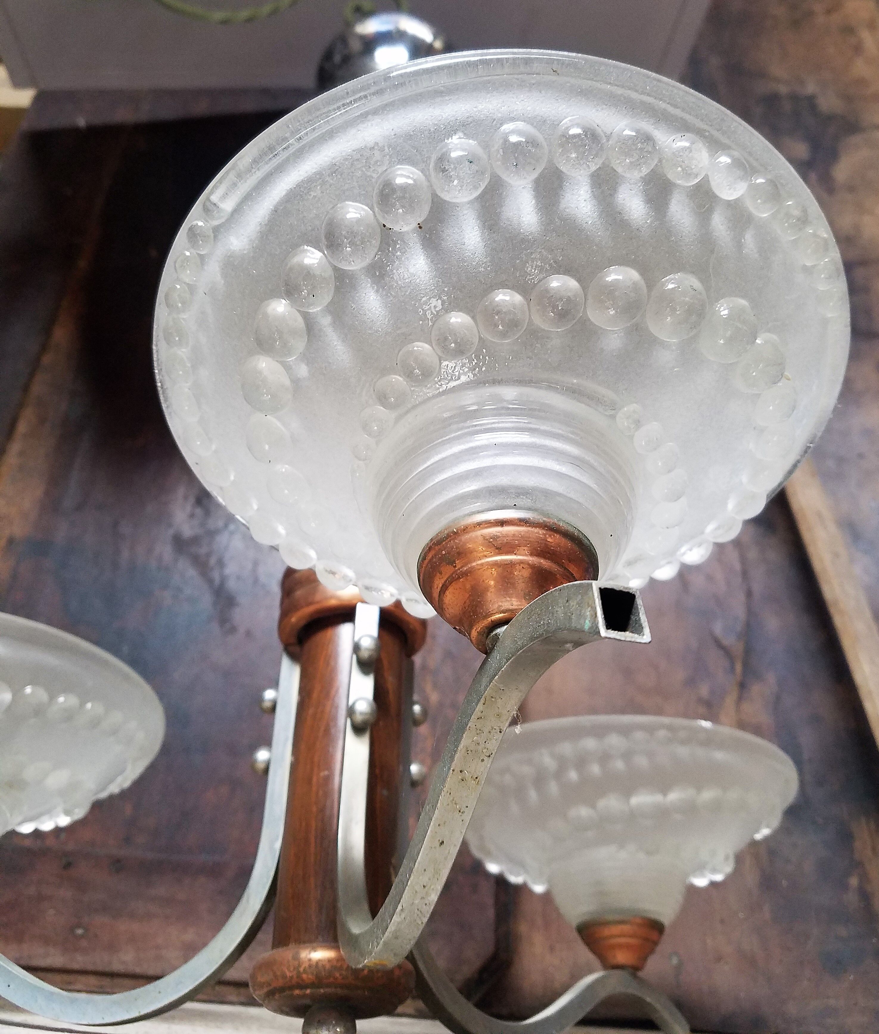 3-branch copper chrome and wood luster 1960