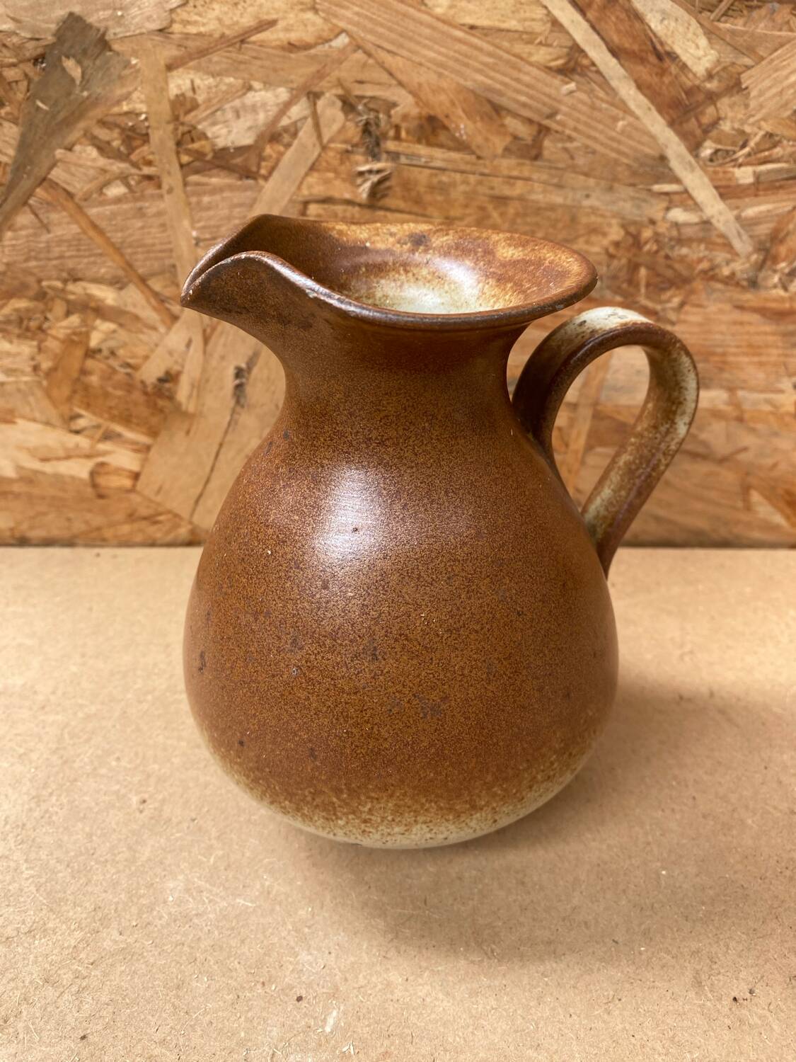 Ancien pichet keraluc grès marron beige made in france vintage