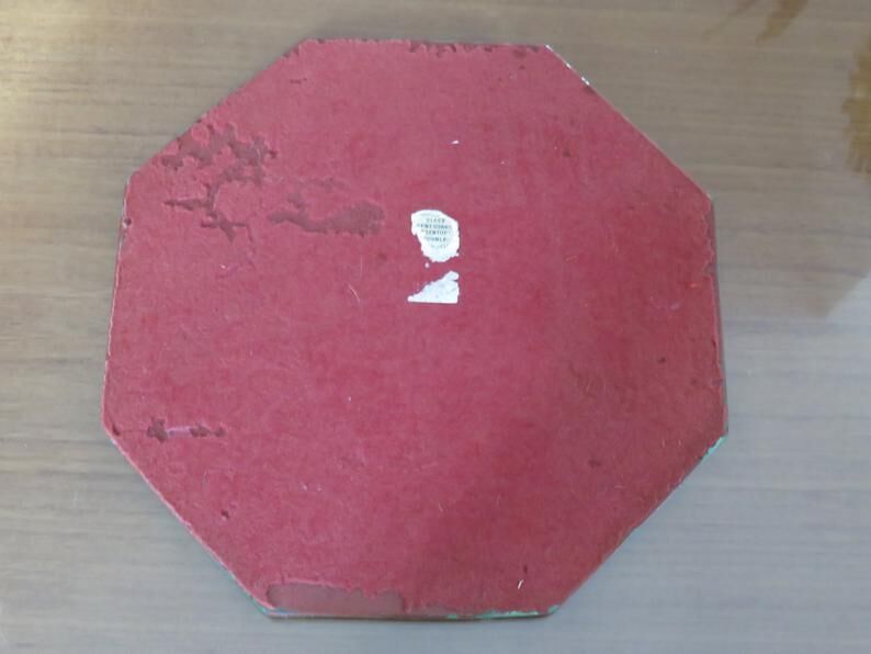 Miroir octogonal biseauté Saint Gobain années 40 50 21 cm X 21 cm