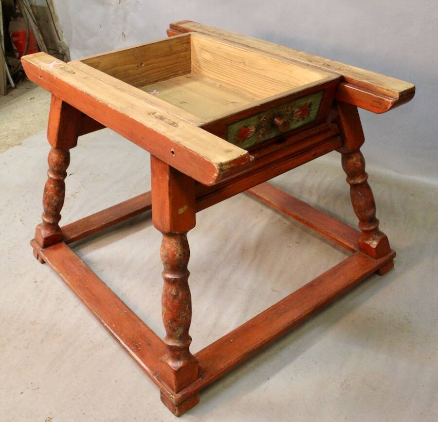 19th-century painted wooden changing table