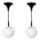 Two white metal globe pendant lights, 1970s.