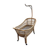 Baby rattan cradle, 1960s