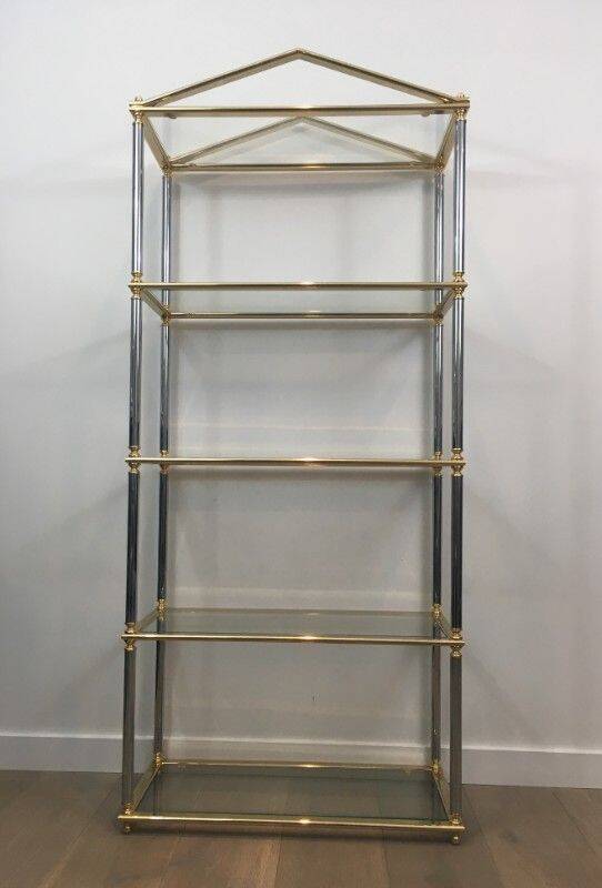 Neoclassical shelf with silver gunmetal patina and gilt metal