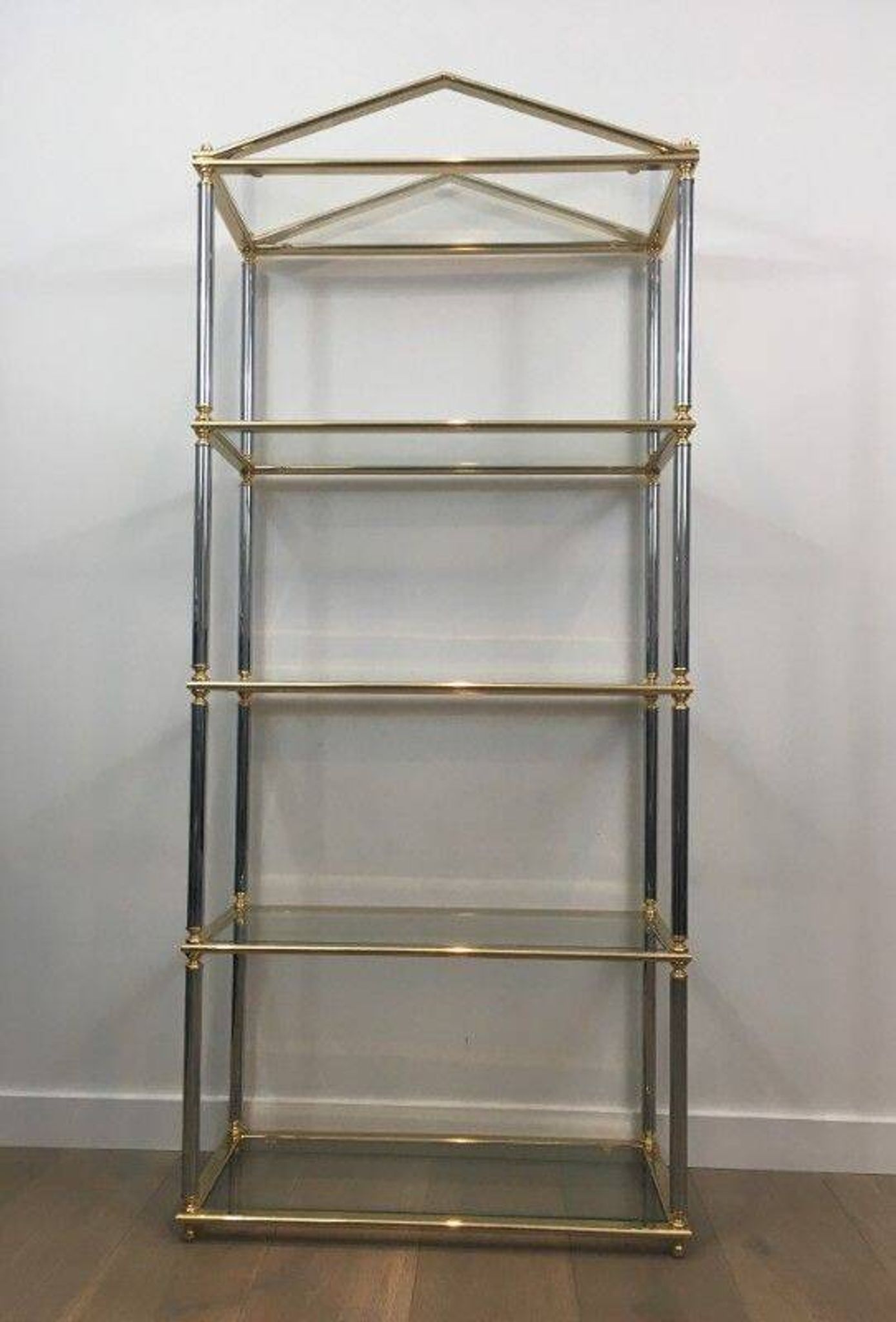 Neoclassical shelf with silver gunmetal patina and gilt metal