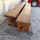 Pair of oak old farm benches 2m71