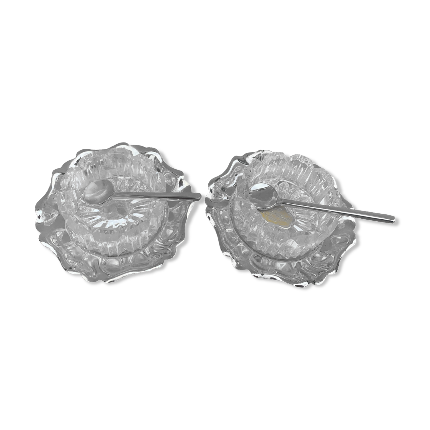 Crystal and silver metal saleron vintage 1950