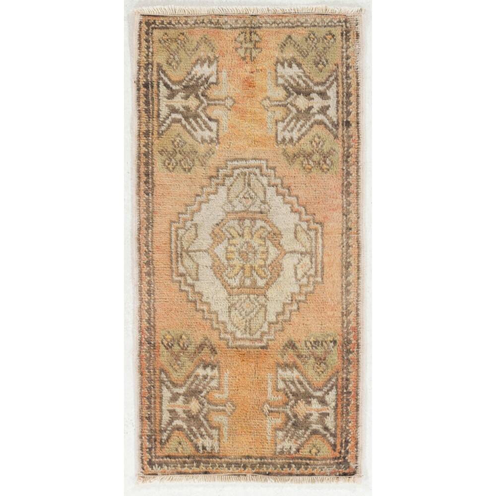 Hand-knotted Small Rug. Vintage Doormat. Turkish Seat Cover. Entryway Rug. Kitchen Mat. Bath Mat