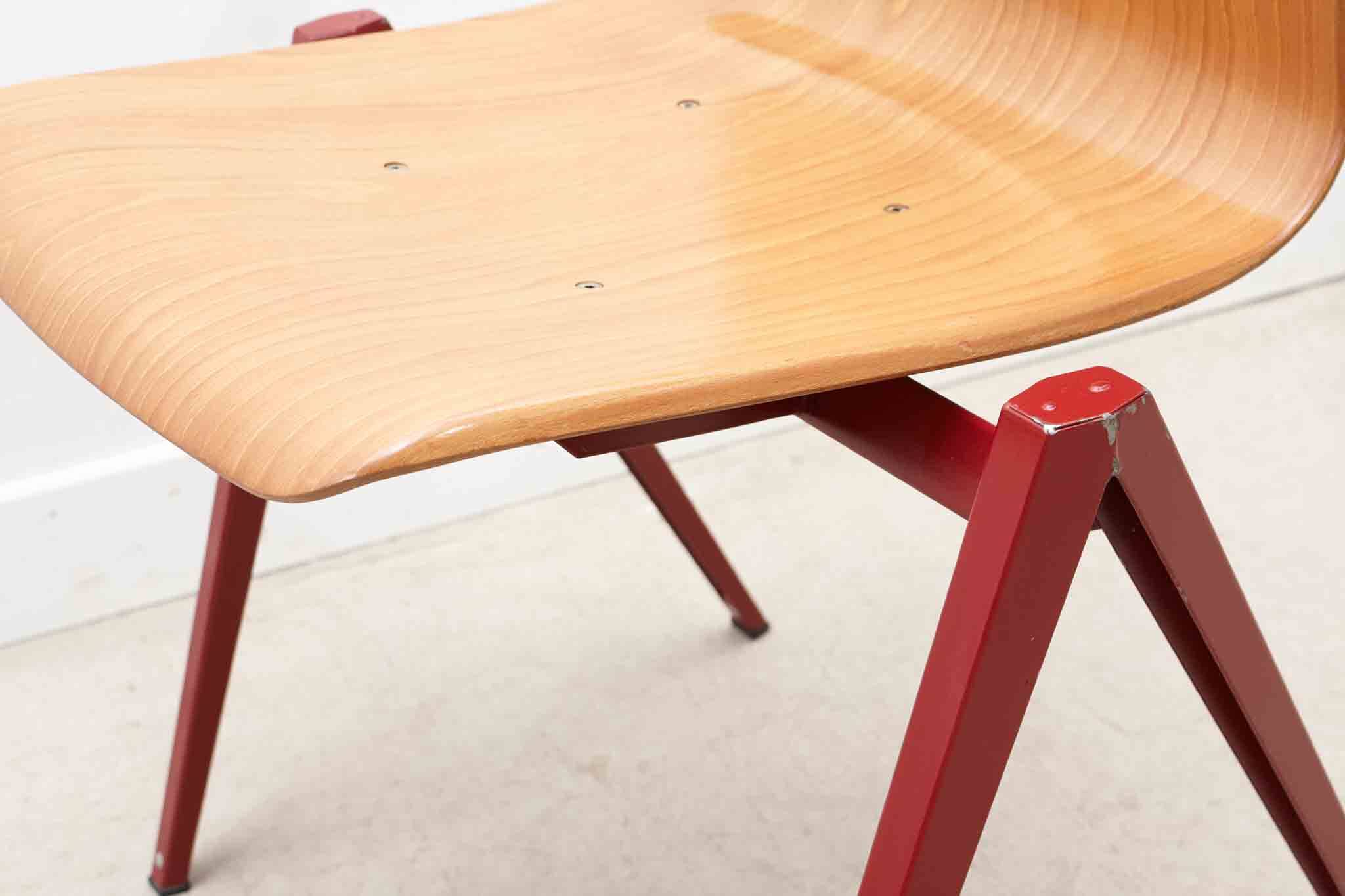 Vintage Galvanitas S22 chair, beech and red