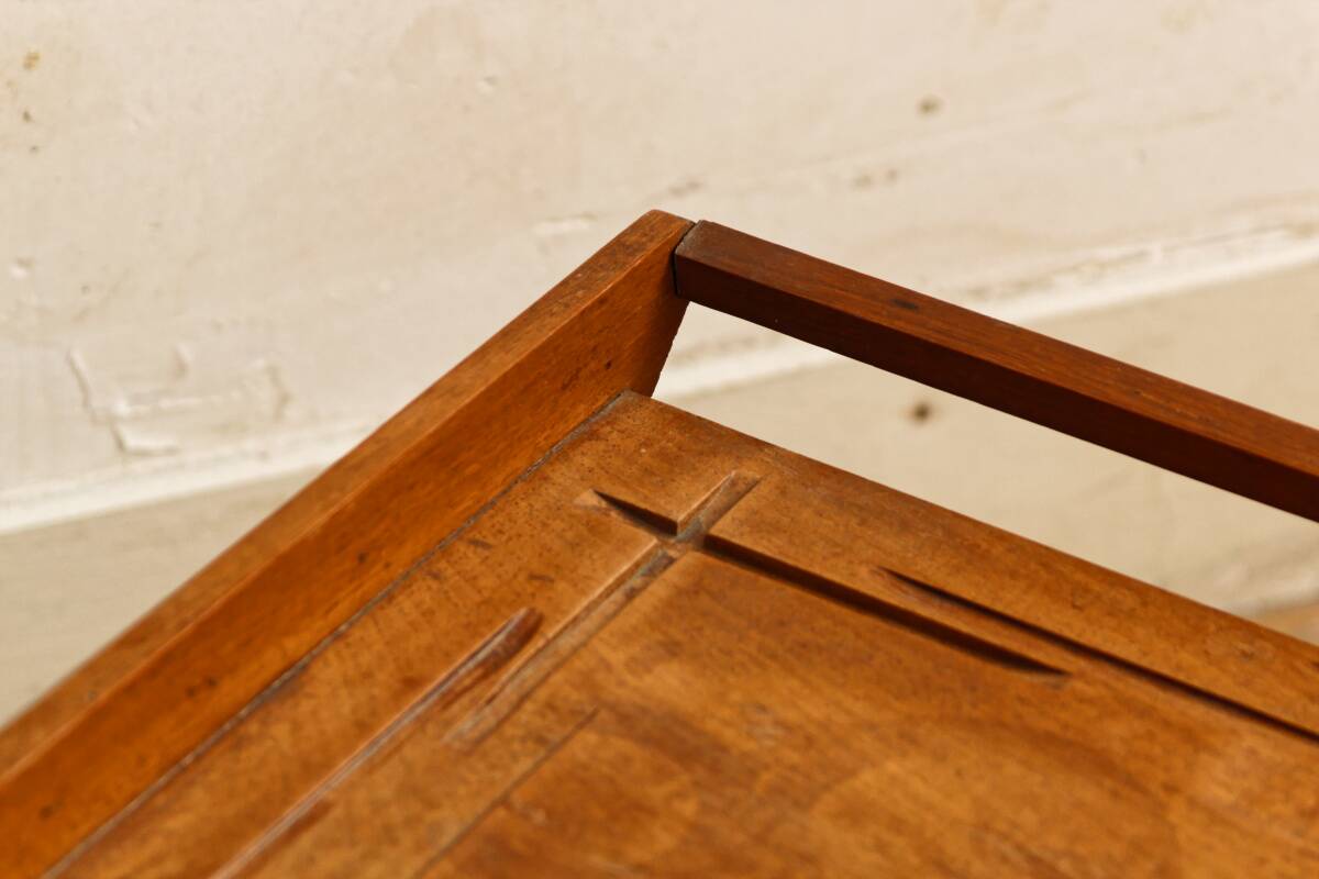 Art deco tray in solid teak