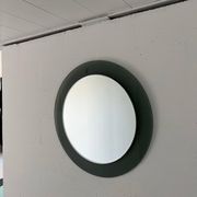 Decorative round wall mirror in smoked glass, Space Age Italian collectible