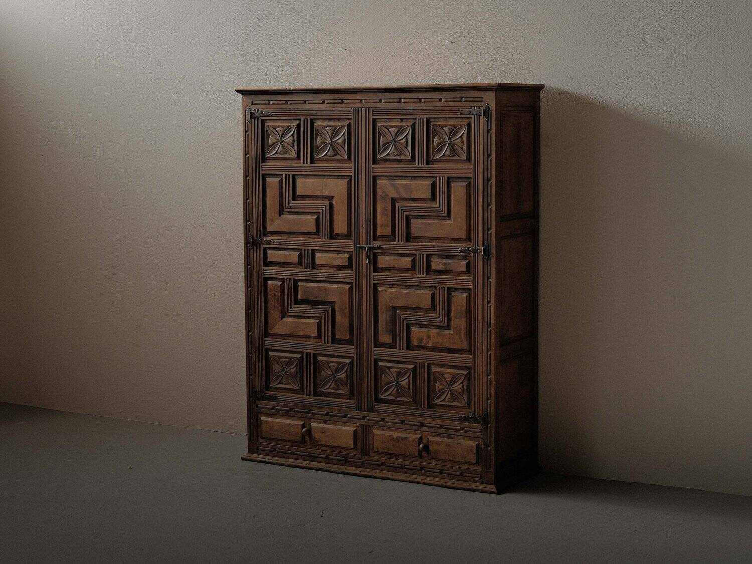 Handcrafted two-door cabinet, Spain, circa 1950