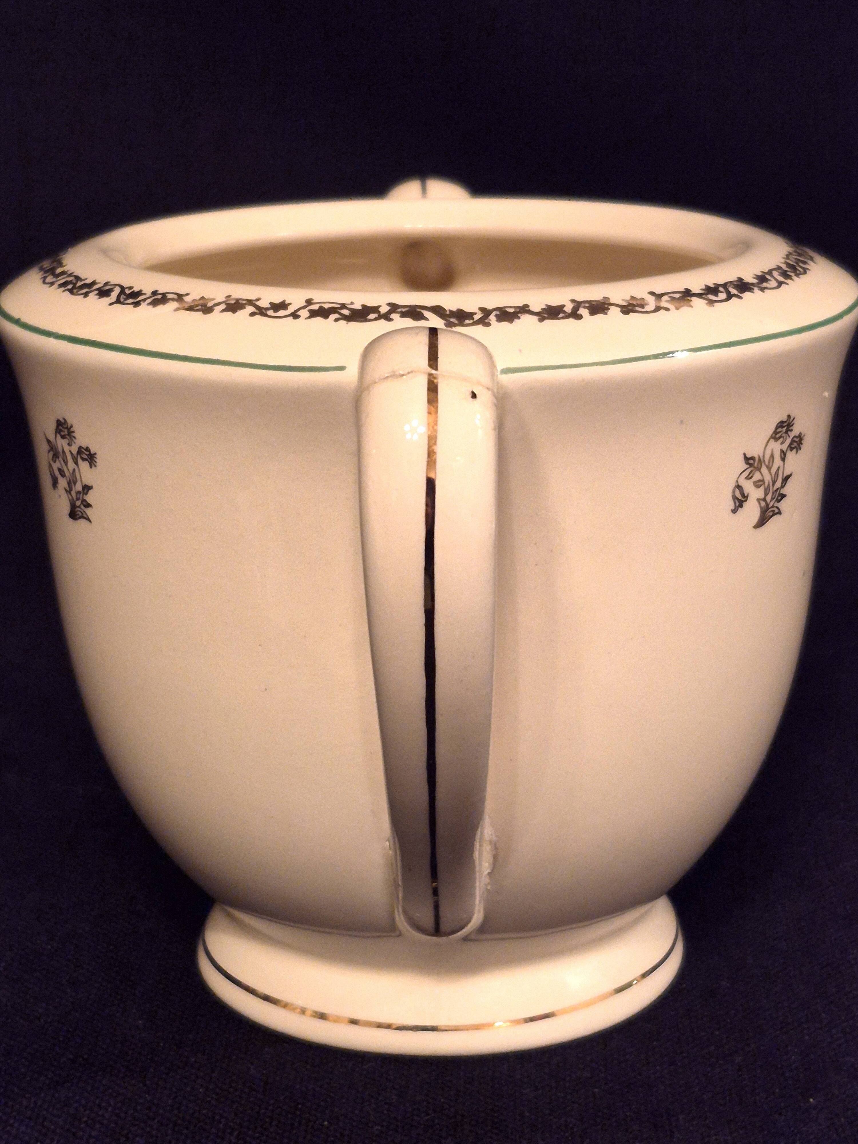 Antique sugar bowl, in Gien earthenware, Model Valence A040