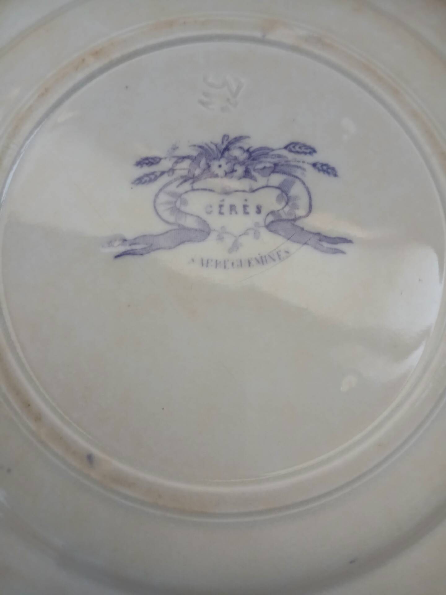 3 antique flat plates in ironstone