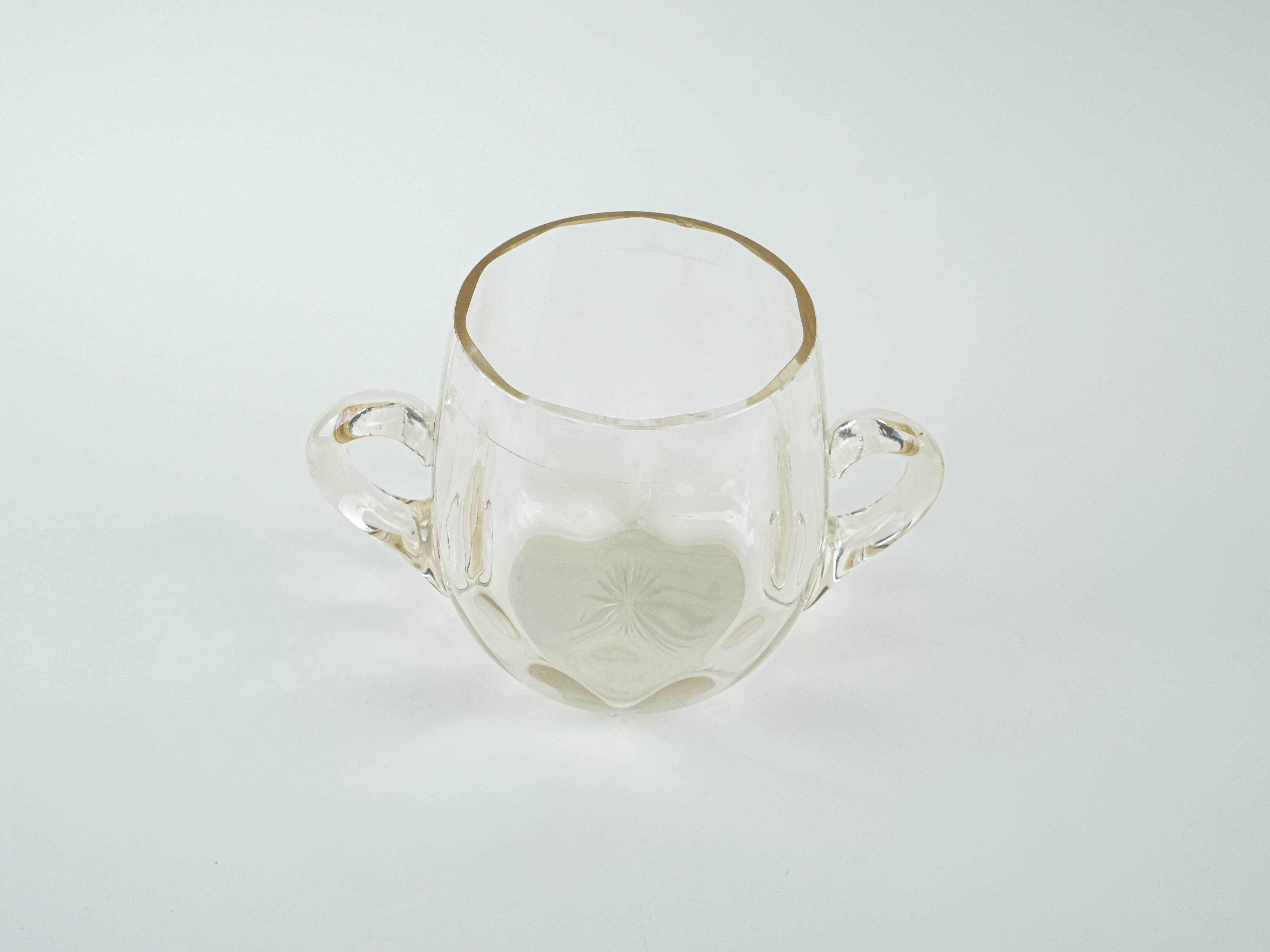 Glass ice bucket, Italian design, 1970s, made in Italy