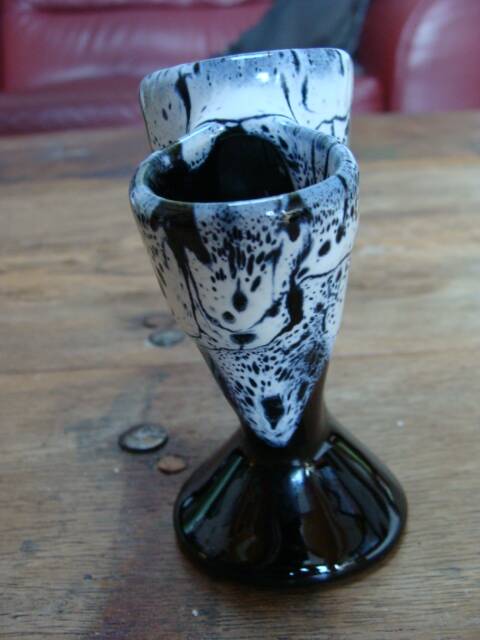 Vase double en céramique émaillée vintage
