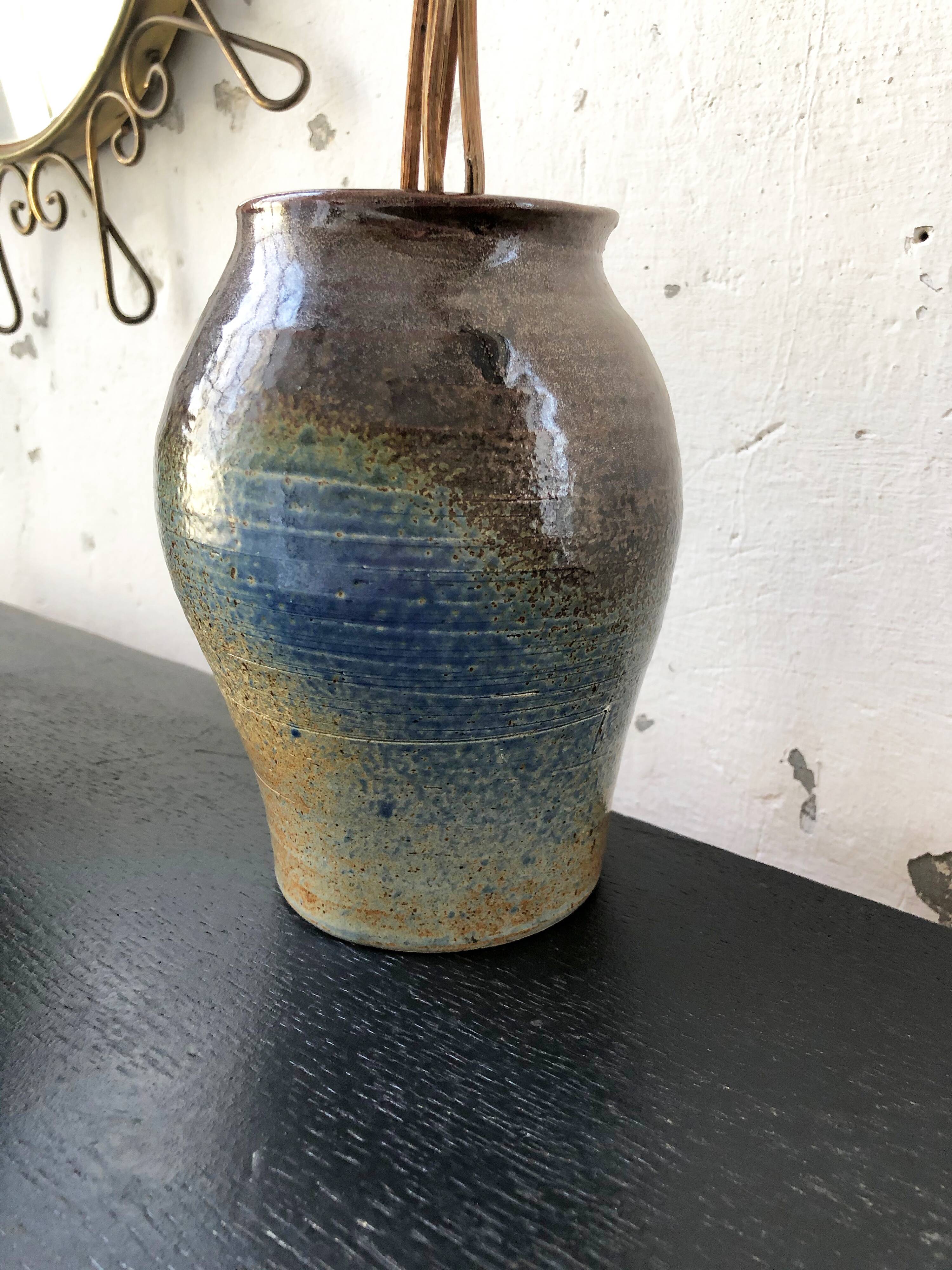 Blue-brown ceramic vase