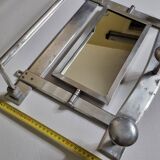 Metal wall coat rack, adjustable mirror, 3 coat hooks and a hat rack, 1950s