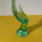 Handmade transparent glass ring sizer in green color
