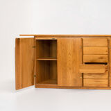 Buffet en orme massif et laiton par Romanutti Italie années 1970