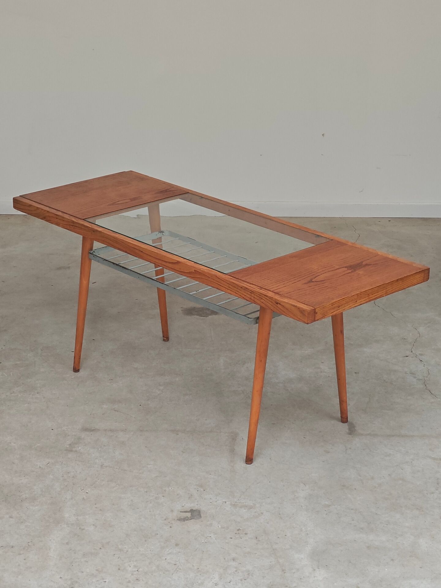 Table basse en bois, métal et verre par Jitona 1960