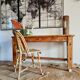 Table d'atelier bureau de métier en bois 1 tiroir plateau blanc