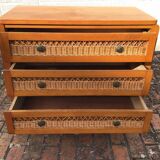 Vintage chest of drawers 60s Wood & Rattan