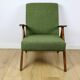 Vintage armchair B-310 VAR green boucle dark structural wood 1970s