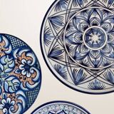 Set of three painted Spanish ceramic dishes - ⌀ 23, 26 and 32 cm