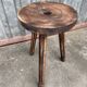 Vintage wooden footstool rustical bohemian deco farm stool