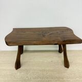 Brutalist solid wooden side table , 1970’s