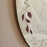 Gilded bronze mirror and screen-printed glass with flower motif