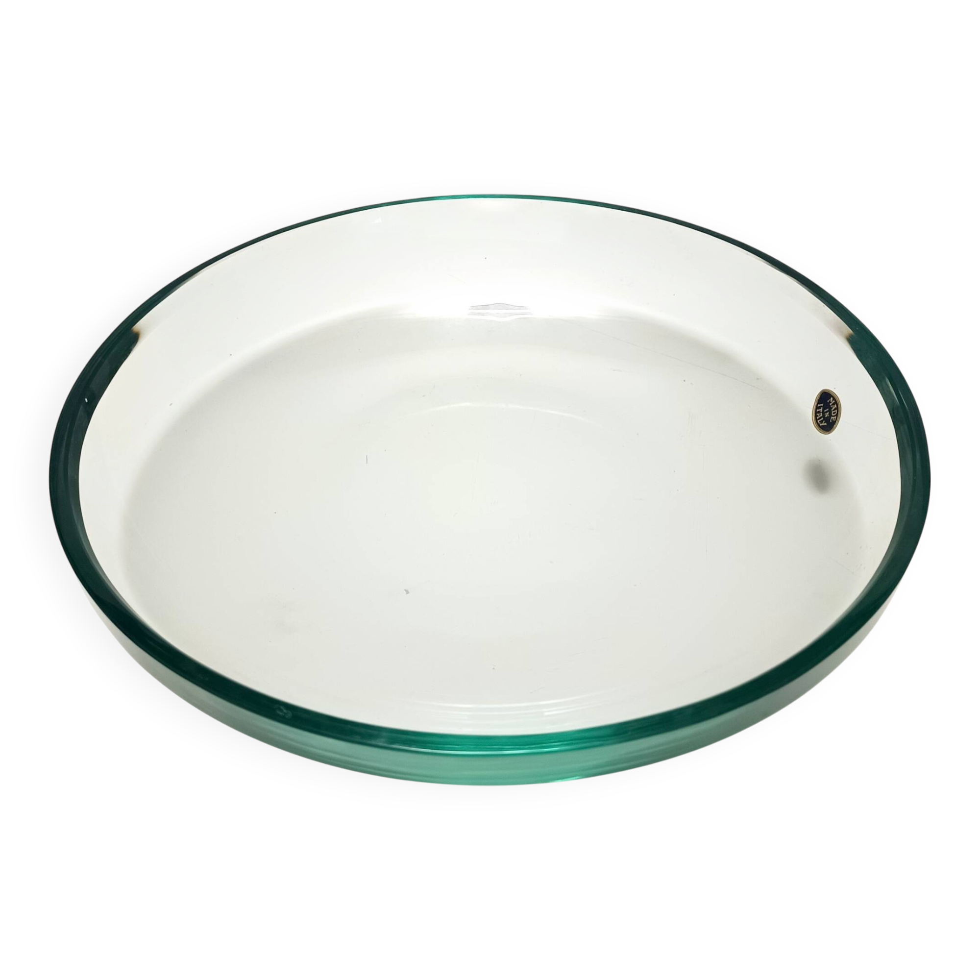 Elegant Thick Glass Centerpiece / Trinket Bowl attr. to Fontana Arte, Italy