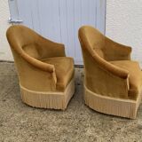 Pair of golden velvet toad armchairs 1970